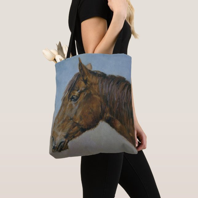 Beautiful Brown Horse Portrait Tote Bag (Close Up)