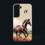 Beautiful Brown Horse Running Custom Initials Samsung Galaxy Case<br><div class="desc">for horse lovers a beautiful running brown or bay  horse
with Custom Initials</div>