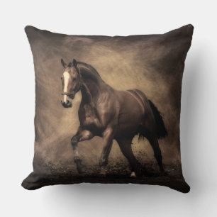 Beautiful brown horse throw pillow