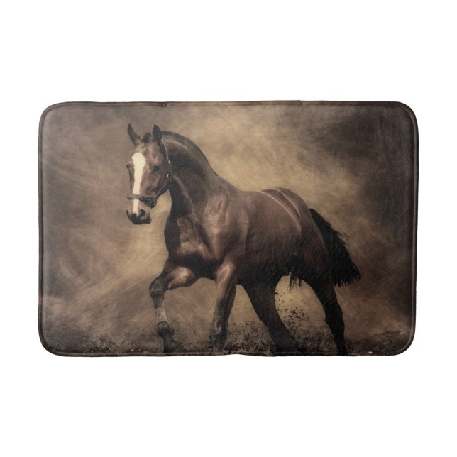 Beautiful brown horse throw pillow bath mat (Front)