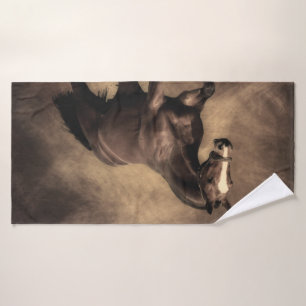 Beautiful brown horse throw pillow bath towel