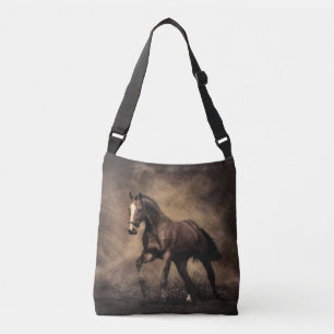 Beautiful brown horse throw pillow crossbody bag