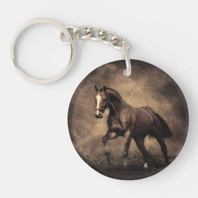 Beautiful brown horse throw pillow key ring (Front)