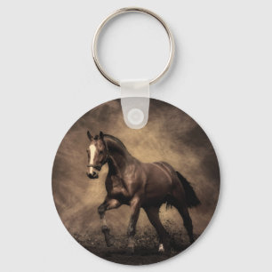 Beautiful brown horse throw pillow key ring
