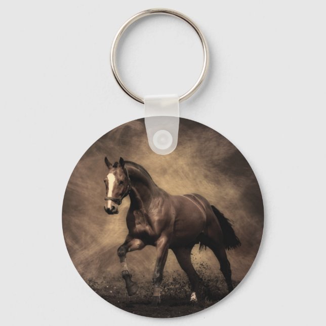 Beautiful brown horse throw pillow key ring (Front)
