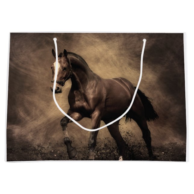 Beautiful brown horse throw pillow large gift bag (Front)
