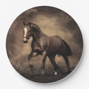 Beautiful brown horse throw pillow paper plate