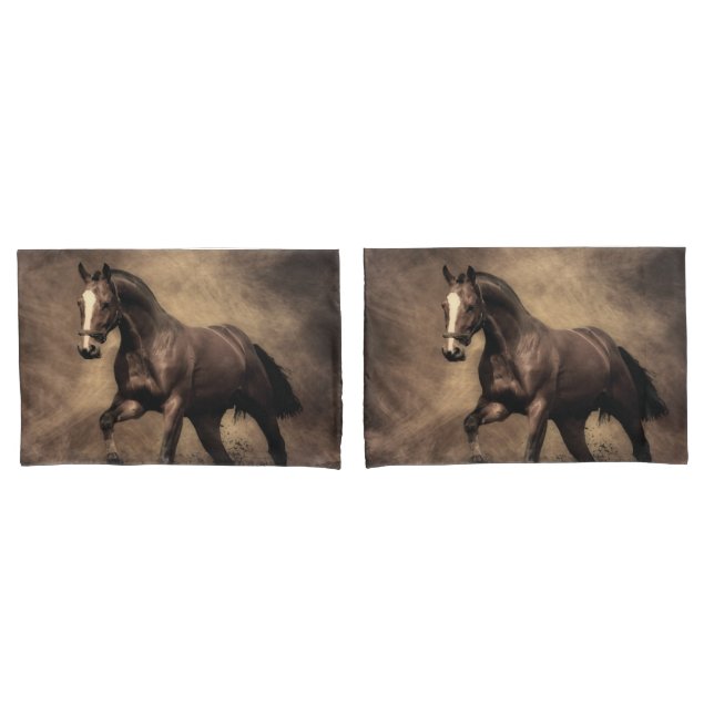 Beautiful brown horse throw pillow pillowcase (Front-Set)