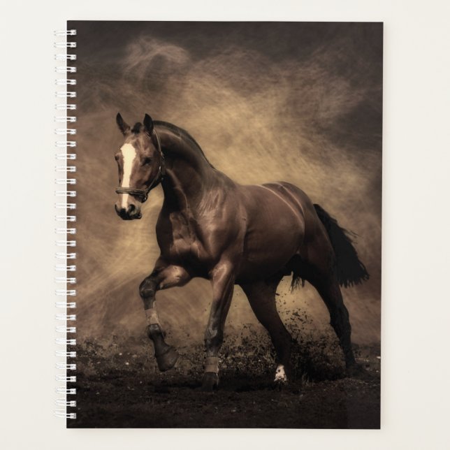 Beautiful brown horse throw pillow planner (Front)