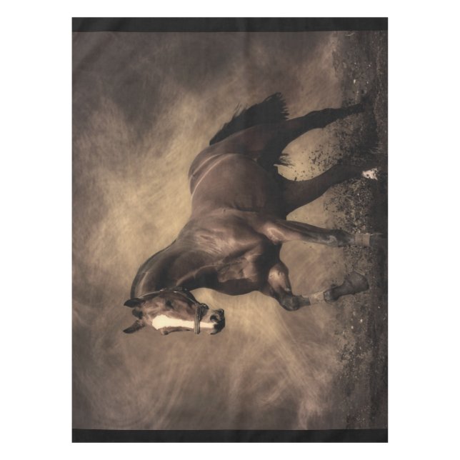 Beautiful brown horse throw pillow tablecloth (Front)