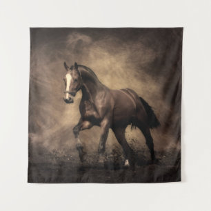 Beautiful brown horse throw pillow tapestry