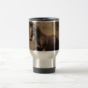 Beautiful brown horse throw pillow travel mug