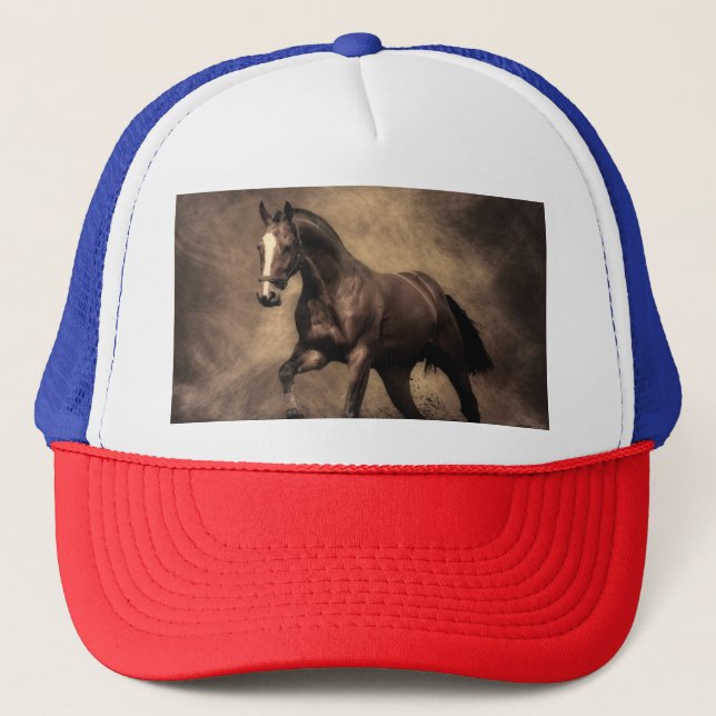 Beautiful brown horse throw pillow trucker hat (Front)