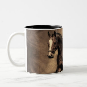 Beautiful brown horse throw pillow Two-Tone coffee mug