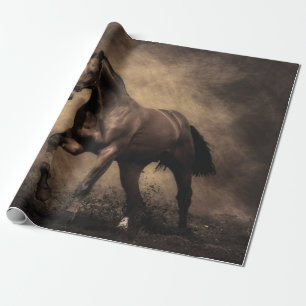 Beautiful brown horse throw pillow wrapping paper