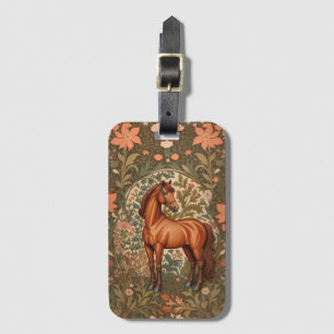 Beautiful Brown Horse William Morris Inspired Luggage Tag