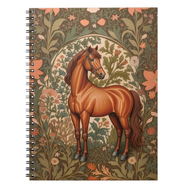 Beautiful Brown Horse William Morris Inspired  Notebook (Front)