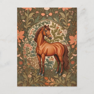 Beautiful Brown Horse William Morris Inspired  Postcard