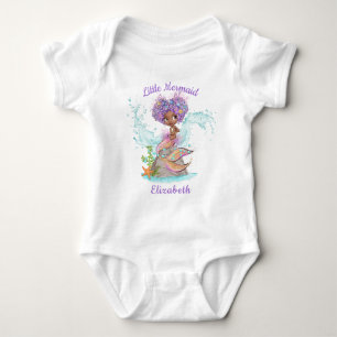 Beautiful Brown Mermaid Birthday Girl Baby Bodysuit
