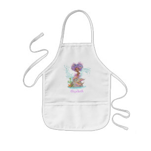 Beautiful Brown Mermaid Birthday Girl Kids Apron