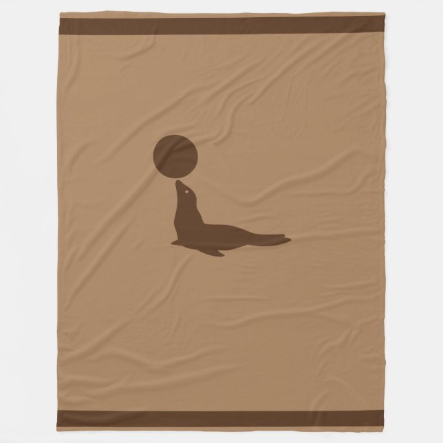 Beautiful Brown Sea Lion & Ball Fleece Blanket (Front)