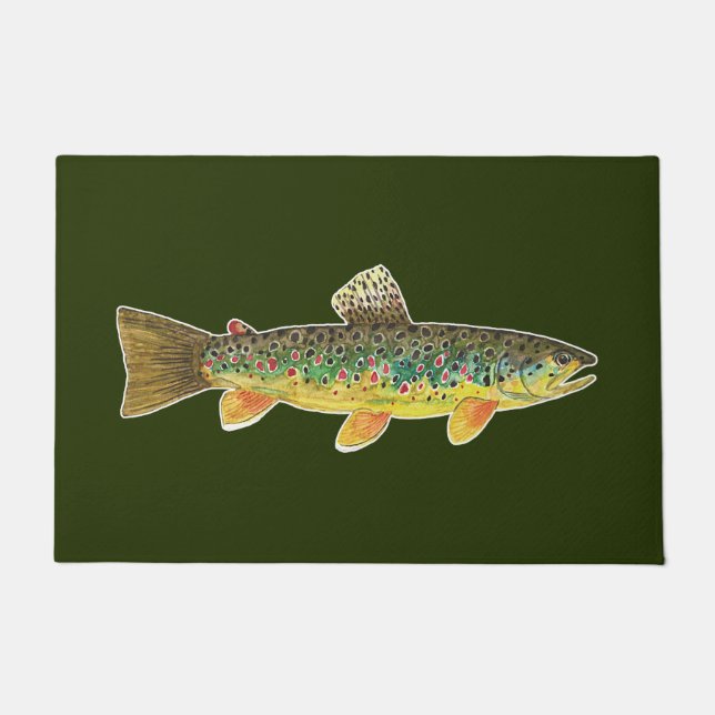 Beautiful Brown Trout Fisherman's Welcome Doormat (Front)