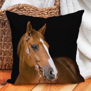 Beautiful Brown White Quarter Horse Photo Cushion