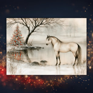 Beautiful Buckskin Horse Winter Christmas Holiday Card