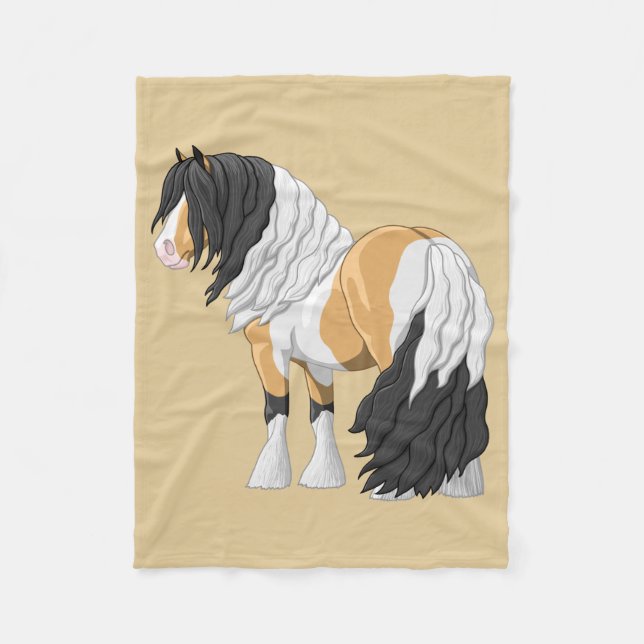 Beautiful Buckskin Pinto Gypsy Vanner Draught Hors Fleece Blanket (Front)
