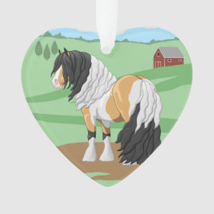 Beautiful Buckskin Pinto Gypsy Vanner Draught Hors Ornament