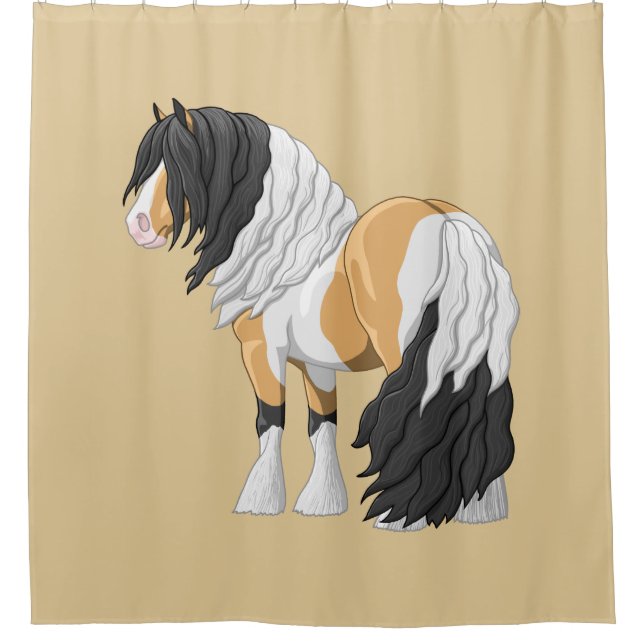 Beautiful Buckskin Pinto Gypsy Vanner Draught Hors Shower Curtain (Front)