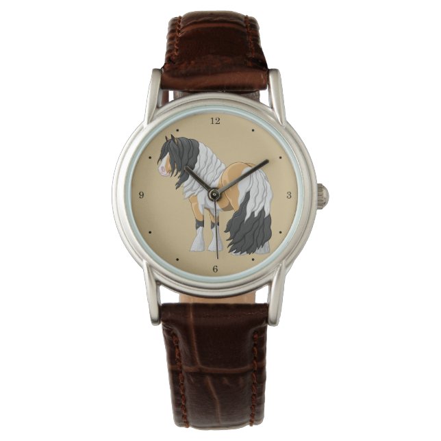Beautiful Buckskin Pinto Gypsy Vanner Draught Hors Watch (Front)