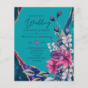 Beautiful BUDGET Purple Teal Floral Agate Wedding  Flyer