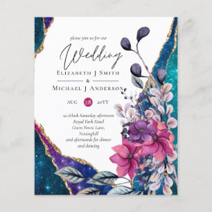 Beautiful BUDGET Violet Blue Floral Agate Wedding Flyer