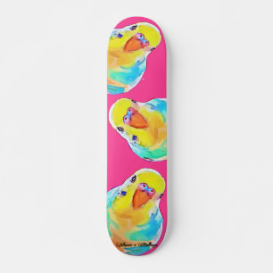 Beautiful Budgie Parakeet Exotic Birds Hot-Pink Skateboard