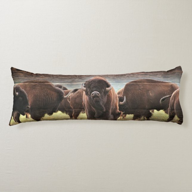 Beautiful Buffalo Herd Body Cushion (Front)