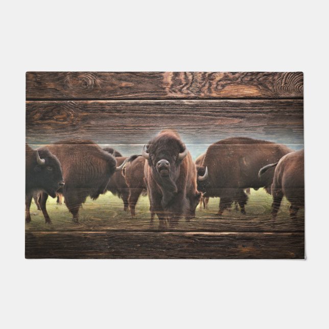Beautiful Buffalo Herd Doormat (Front)