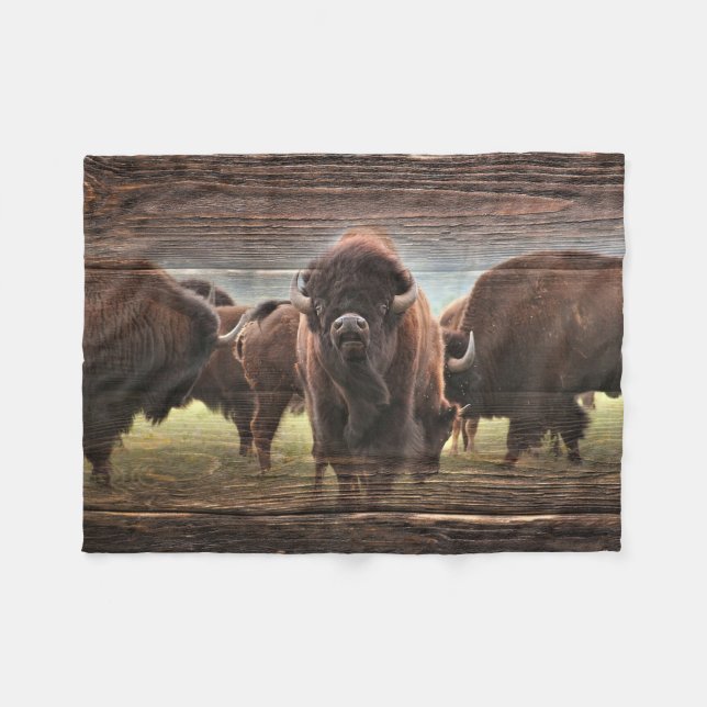 Beautiful Buffalo Herd Fleece Blanket (Front (Horizontal))