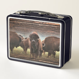 Beautiful Buffalo Herd Metal Lunch Box