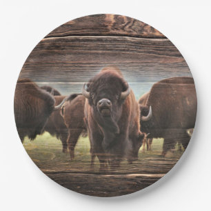 Beautiful Buffalo Herd Paper Plate
