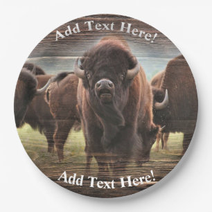Beautiful Buffalo Herd Paper Plate