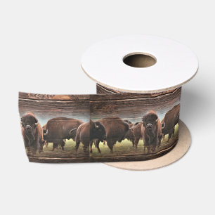 Beautiful Buffalo Herd Satin Ribbon