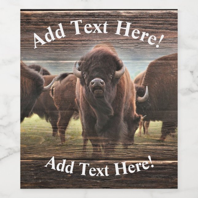 Beautiful Buffalo Herd  Wine Label (Single Label)