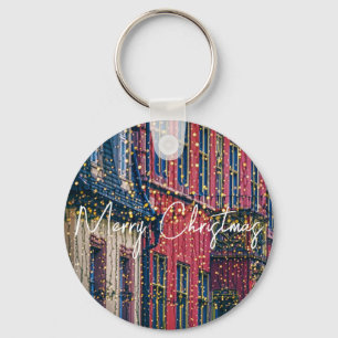 Beautiful Buildings Covered in Christmas Lights Key Ring
