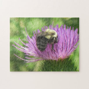 Beautiful Bumblebee and Thistle Jigsaw Puzzle