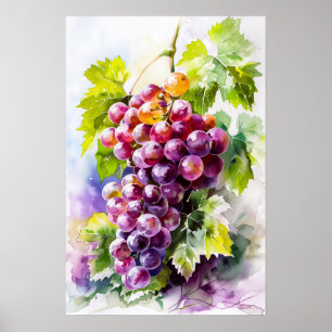 Beautiful Bunch of Grapes Watercolor Poster