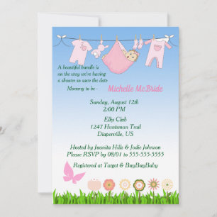 Beautiful Bundle Baby Girl Shower Invitation