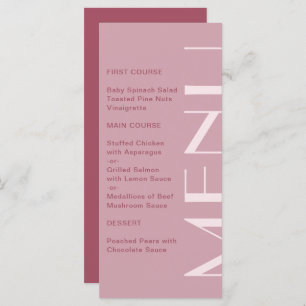Beautiful Burgundy Big Type Wedding Menu