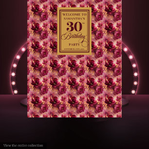 Beautiful Burgundy Blush Gold Boho 30th Birthday Tapestry