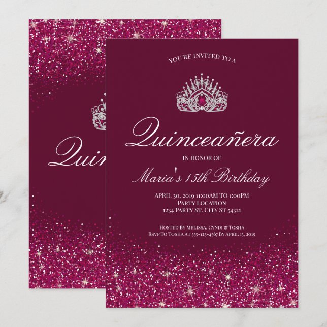 Beautiful Burgundy | Quinceañera Invitation (Front/Back)